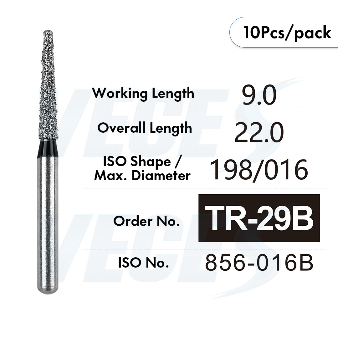 Veges Dental TR Super Coarse Diamond Dental Bur for Crown Preparation – 10pcs/Pack