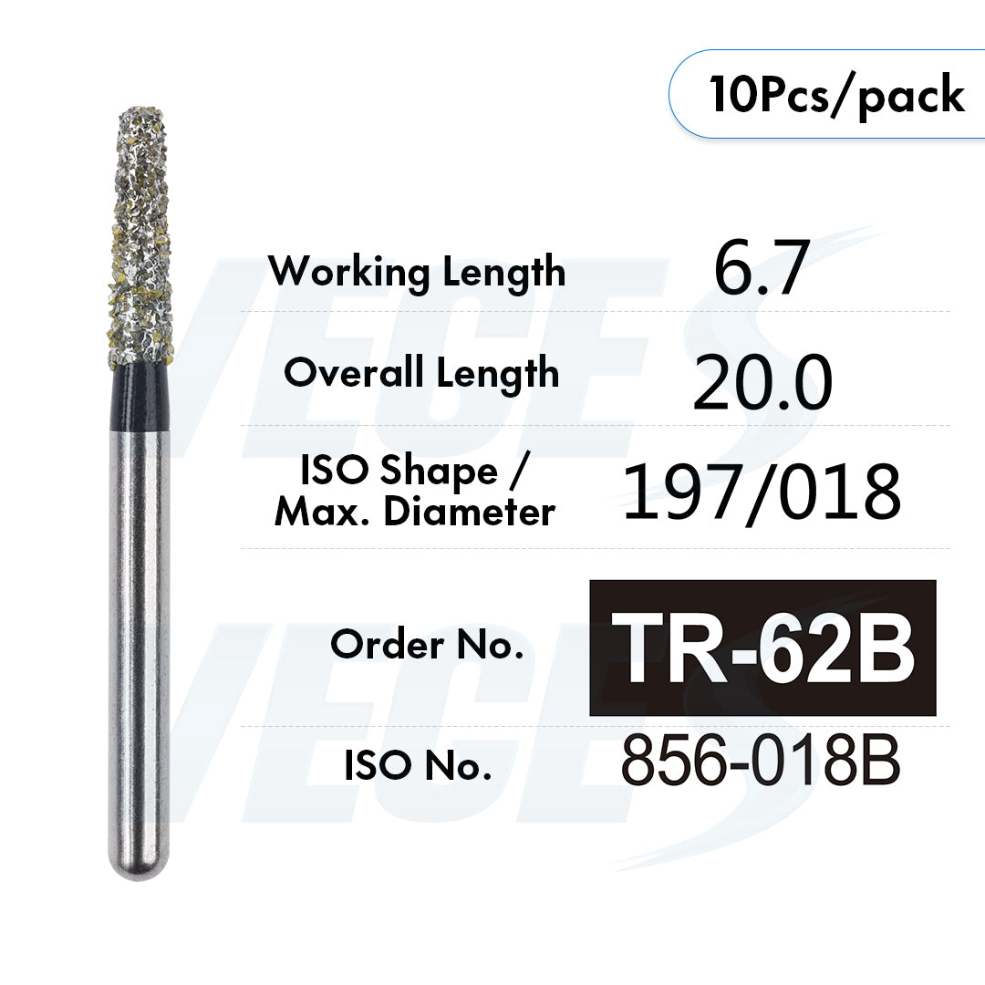 Veges Dental TR Super Coarse Diamond Dental Bur for Crown Preparation – 10pcs/Pack
