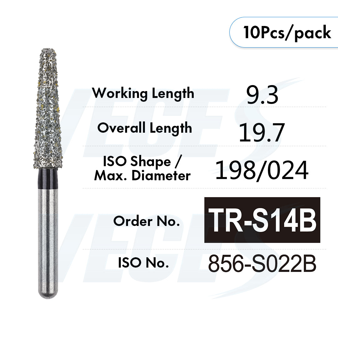 Veges Dental TR Super Coarse Diamond Dental Bur for Crown Preparation – 10pcs/Pack