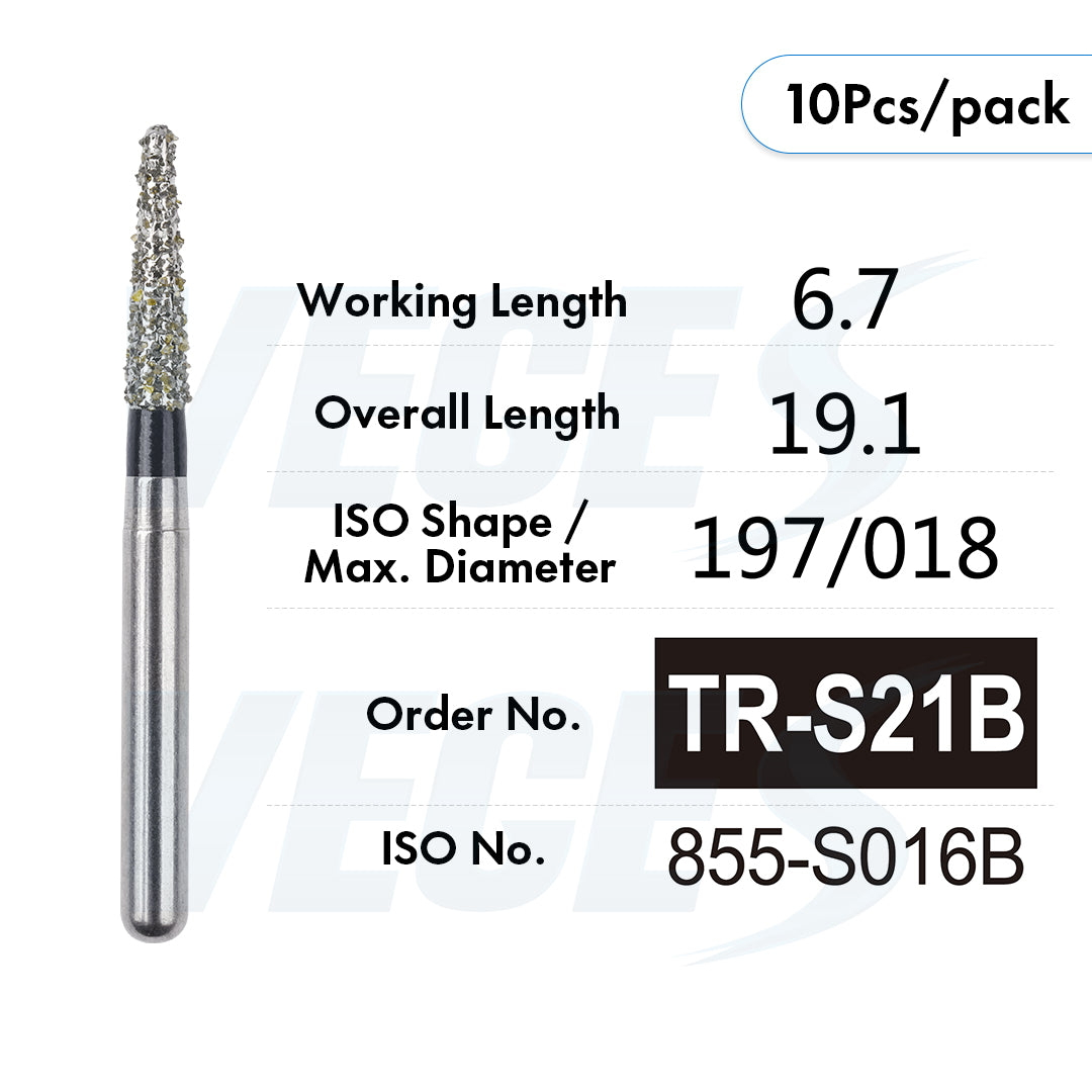 Veges Dental TR Super Coarse Diamond Dental Bur for Crown Preparation – 10pcs/Pack