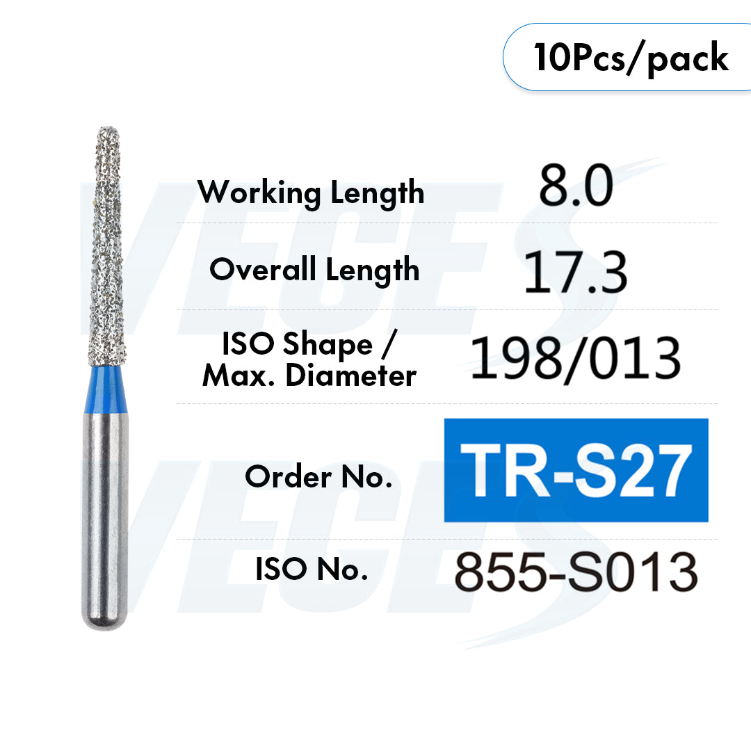Veges Dental TR Standard Grit Diamond Dental inishing and Polishing Bur for Finishing & Contouring – 10pcs/Pack